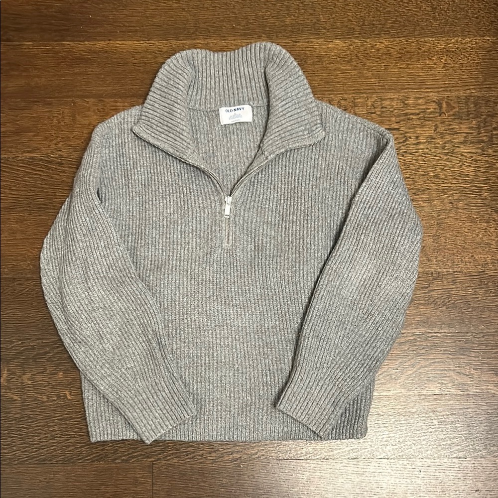 Old Navy Gray Zip Up Sweater with Chunky Knit